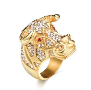 Cluster Rings Classic Punk Metal Animal Gold Color Bull Ring Domineering Men's Rock Hip Hop JewelryCluster