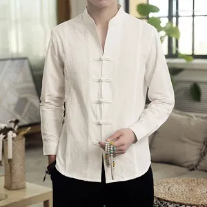 Ethnic Clothing Traditional Chinese For Men Cotton Linen Shirts Hanfu Tai Chi Master Costume Male China Style Top