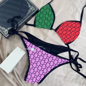 Mulheres Bikinis Set Strap Bathing Suit de maiô Full Letter Letter Prind Designer de roupas de banho Summer Swimsuit