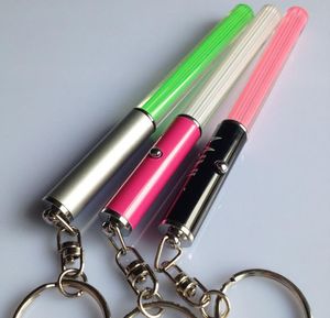 Partihandel LED -ficklampa Stick Keychain Mini Torch Aluminium Key Chain Key Ring Dålig Glow Pen Magic Wand Stick Lightsaber LED Light ll