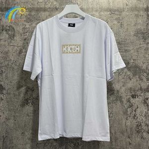 Men's T-Shirts Yellow Cashew Prining Moroccan Tile Box KITH T-Shirt Men Women 1 1 High Quality Cotton Loose Kith Tee Black Apricot White