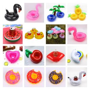 Swimming Pool varm källa Uppblåsbar vatten PVC Cup Holder Watermelon Ananas Donut Love Cup Holder Multipla uppblåsbara PVC -vattenunderlägg P120