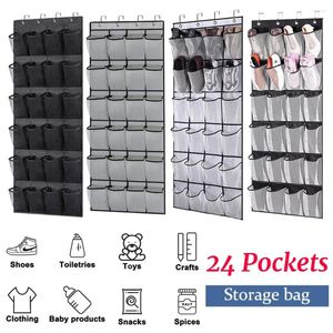 Storage Boxes Hanging Shoe Organizer 24 Pockets Rack Holder Wall Mounted Fabric Bag Hanger For Door