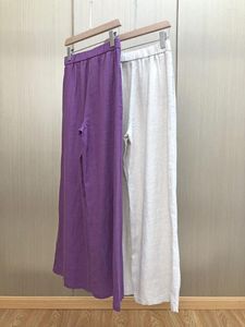 Women's Pants Linen Wide Leg Trousers Women Elastic Waist Loose Casual Summer 2023 Breathable Lady Long