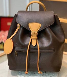 M45205 Montsouris Mochila em relevo destacável charme de couro alças ajustáveis femininas Fecho de fivela magnética com cordão bolsas de ombro