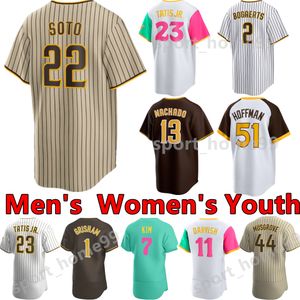 カスタム2024野球ジャージ23フェルナンドタティスジュニア2 Xander Bogaerts 13 Manny Machado 7 Ha-Seong Kim 9 Jake Cronenworth 12 Luis Campusano Jose Azocar Eguy Rosario Jerseys