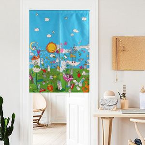 Curtain Cute Children Cartoon Animal Sunshine Door Linen Tapestry For Study Home Decor Bedroom Kitchen Noren