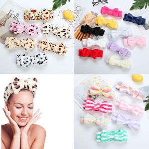 Fasce per capelli alla moda in peluche di corallo con fiocco con stampa leopardata per donne e ragazze, trucco elastico, lavaggio viso, fascia in velluto, accessori per capelli