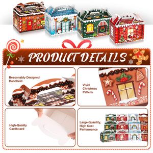 Christmas Decorations Treat Boxes Plaid Santa Elf Snowman Elk Gingerbread Xmas Cardboard Present Candy Cookie With Handles Holiday Par Ot5Sk