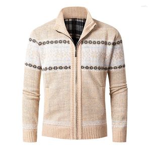 Suéteres masculinos moda homens cardigan com fecho de zíper inverno calor grosso jaqueta de lã elegante casaco de malha mais recente suéter de malha