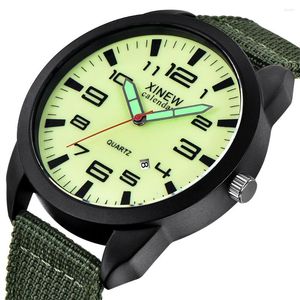 Zegarek 2023 XI Watch Men Zielone na płótnie zegarki sportowe modne auto data kwarc renogio masculino reloJ hombre