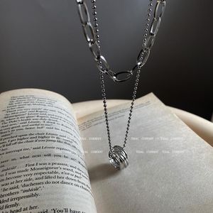 Подвесные ожерелья титановые стальные ключицы с закручиванием круговой ожерелье Двойной слой для женщин для женщин хип -хоп ювелирные изделия