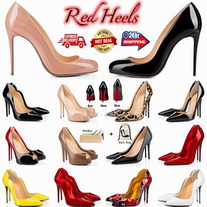 Дизайнерские модельные туфли Красная подошва Каблуки на высоком каблуке Телесные женские роскошные туфли-лодочкиЖенские кожаные туфли на платформе для вечеринок Сандалии с открытыми носками Сексуальная подошва с острым носком