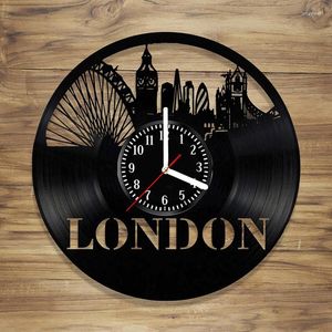 Wall Clocks London Black Home Decor Hanging Unusual Creative Record Digit Alarm Clock Round Decoration Salon