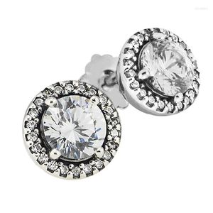 Stud Earrings Round Sparking 2023 Christmas Gift Sterling Silver Jewelry For Woman Party Making