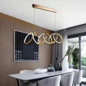 Lâmpadas pendentes arte led lustre lâmpada moderna casa para sala de jantar pendurado luz decoração da sala iluminação interior acessórios cozinha anéis