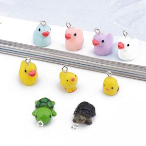 Cute Resin Little Yellow Duck Earring Charms DIY Animal Pendant For Bracelet Keychains Handmade Accessory