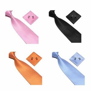 15 colors Men's Tie Cuff Links Handkerchief Set SILK New Christmas Gift