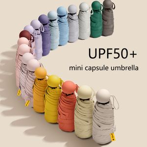 Capsule Sun Umbrella Female Sunscreen UV Protection Sunshade Sunshine Rain Umbrella Dual-Use Mini Five-Fold Ultra-Light Compact Portable