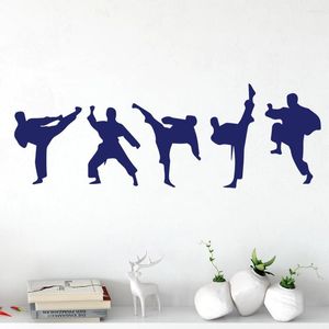 Adesivos de parede esportam decalques de decalques de taekwondo decoração silhueta silhueta berçário berçário quarto murais home murais dw20230