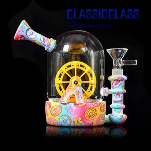 Windmill silicone water pipe with glass bowl & Display box hookahs sillicone bong dab rigs mixed colors