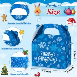 Christmas Decorations Gift Boxes Kids Bk With Handles Treat Goody Candy Card 3D Cute Xmas Party Empty Favorblue Snowflakes Style Drop Otx05