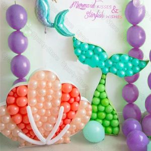 Meerjungfrau-Mosaik-Ballonrahmen, Latex-Globos, Meerjungfrau-Schaumstoffplatte, Muschel-Ballon-Füllbox für Meerjungfrau-Geburtstag, Babyparty, Dekoration