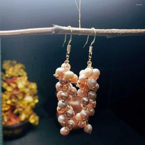 Kolczyki Dangle Freshwater Pearl Koraliki winogronowe klastrowe ędzo