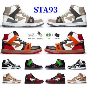 Mit Box Designerschuhe Bapestas Baped Sta 93 High Herren Freizeitschuhe Sneaker Mode Rot Orange Sand Schwarz Hellgrau Braun Grau Halloween Olivgrün Herren Sandale