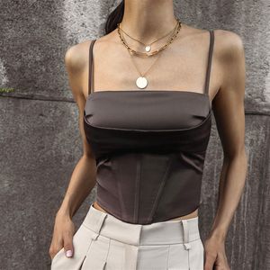 Camisoles Tanks Ekaliy Y2K White Strap Tank Top Sexy Backless Bandage Skinny Crop Tops Sommer Elegant Lace Up Party Streetwear Damen Camis 230407