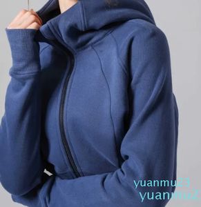 Lu Lu Yoga Coat Lemon Algin Женские куртки Повседневная плюшевая толстовка с капюшоном на молнии с капюшоном Изоляционный костюм Короткая куртка-свитер свободного покроя Женская с капюшоном для фитнеса Спортивный топ Длинный 333