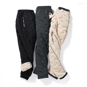 Calças masculinas de inverno de lã de cordeiro calças quentes 2023 moda engrossado ao ar livre proteção contra frio masculino moletom casual M-7XL