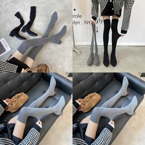 quality Boots Elastic Socks Female New Women's Versatile Long Sleeve Knitted Over Knee Thick Heel Pointed Thin High