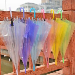 Umbrellas Long-Handle Transparent Automatic Umbrella Six Colors Jelly Advertising LX6231