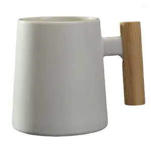 Кружки креативная простая керамическая кружка с простой деревянной ручкой большая вместительная кофейная чашка для офиса для воды с крышкой ложка фарфоровый подарок 450 мл