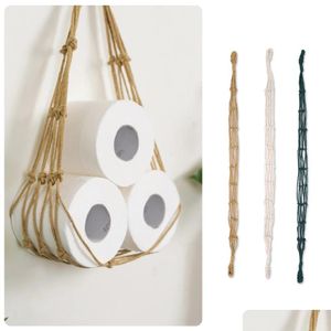 Storage Holders Racks Nordic Hanging Cotton Rope Holder For Toilet Paper Magazine Books Home El Hangingpocket Rack Dhste