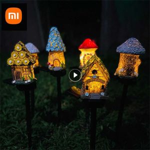 LAWN LAMPS HUS SOLAR PROWED LED Light Garden Fairy Outdoor Walkway Sun Flower Harts Cottage Christmas Lamp Decoration P230406