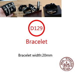 D129 S925 Sterling Silver Silver Cowwhide Bracelet Hip Hop Street Fashion زوجين مجوهرات شخصية على نمط الشرير الصلبة السيف الصلب عبر الحرف حبيبته الهدية.