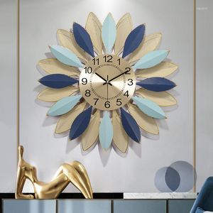 Wall Clocks American Luxury Leaf Clock Hanging Ornaments Home Livingroom Sticker Craft Porch Lobby Hall Mural Decoration