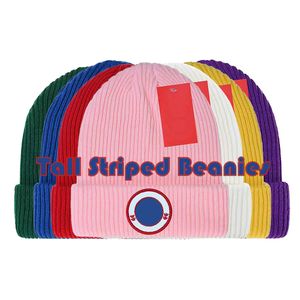 Chapéu de inverno designer gorro de malha ins luxo canadá quente gorro ganso personalidade clássico carta impressão gorros listrados altos