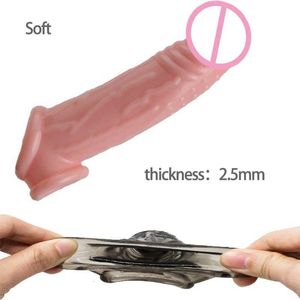 Massager zabawek seksu samiec wielokrotnego użytku miękki rzek z penisa rękaw większy okładka pierścienia przedłużacza dla mężczyzny