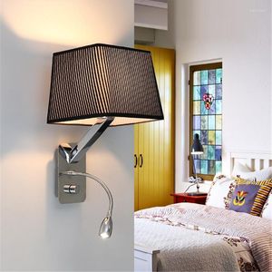 Vägglampor nordisk enkel stil tyg skugga sconce modern läs ledande ljusarmaturer hem säng lampan lampara pared