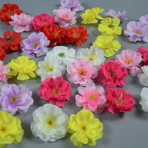 Partihandel 100st konstgjorda persikblommorhuvuden Spring Silk Peach Craft Diy Flower For Wedding Home Decoration