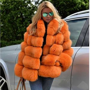 Pelliccia femminile pelliccia in finta pelliccia da donna in finmo streetwear giacche a maniche lunghe aranci