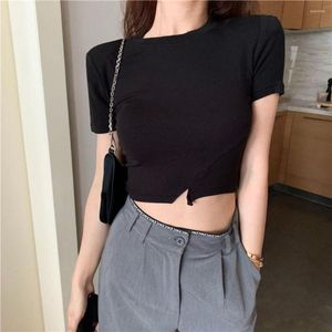 Frauen-T-Shirts Frauen dünnes kurzes T-Shirt Kurzarm 2023 weibliches Design Sense Niche Compassionate Summer High Waist Crop Top Trend