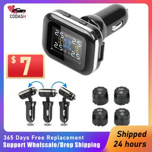 XINMY Auto TPMS Zigarettenanzünder Drahtloses TPMS Digitales TPMS Reifendruck-Alarmsystem 4 Externer Interner Sensor Universal