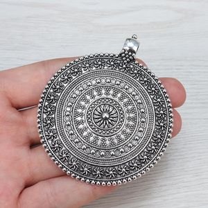 Anhänger Halsketten X Böhmen Boho Tribal Große Große Runde Medaillon Blume Anhänger Für Halskette Schmuck Machen Entdeckungen 76x64mmAnhänger