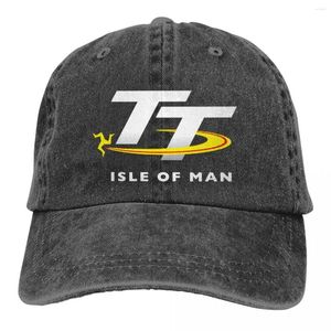 Boll Caps 2023 Isle of Man Races Merch Men Women Trucker Hat Motorcykel racing Ejressed Denim Washed Gift Snapback Cap