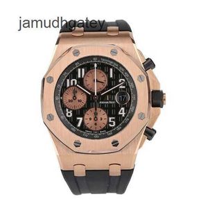 AP Swiss Luxury Wrist Watches Epic Royal AP Oak Offshore Series 26470or Rose Gold Black X Panda Plate Crocodile Belt Mens Chronological Fashion Casual Sports Watch 5T