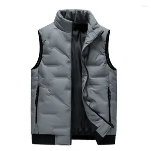 Mäns västar Fashion Vest Jacket Varm ärmlös vinter blixtlåsjackor Autumn Stand Up Collar Coat Casual vadderad bomull